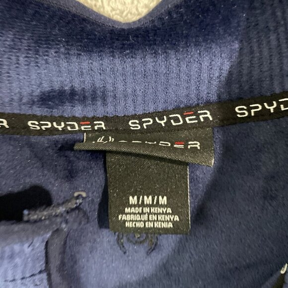NEW Spyder Mens M Navy Blue Quarter-Zip Pullover Ribbed Sweatshirt - Picture 3 of 6
